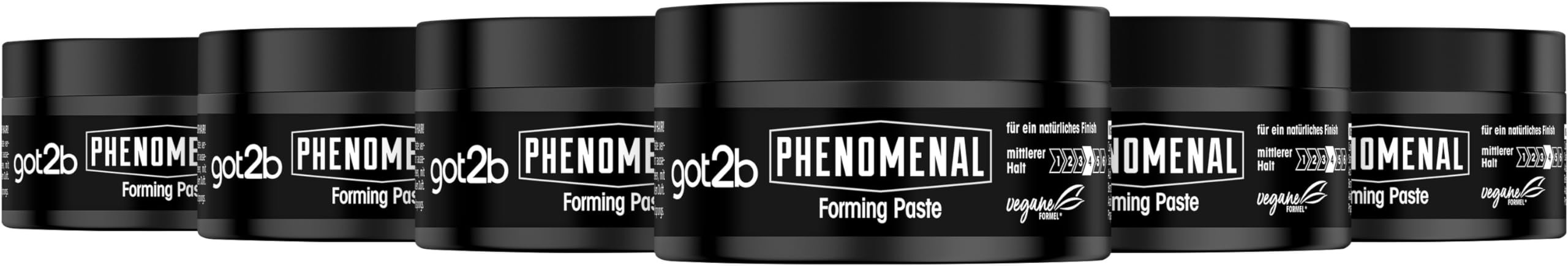 got2b Schwarzkopf Phenomenal Forming Paste Halt 3 (6x 100 ml), Haarwax für Männer verleiht einen phenomenalen Barbershop Style, Styling Gel für starken Halt & natürlichen Glanz