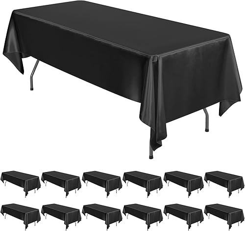 Miniatura 9 de REWOMC Paquete de 12 manteles redondos de 120 pulgadas, mantel de tela satinada champán para mesa redonda, resistente a las arrugas, lavable, mantel