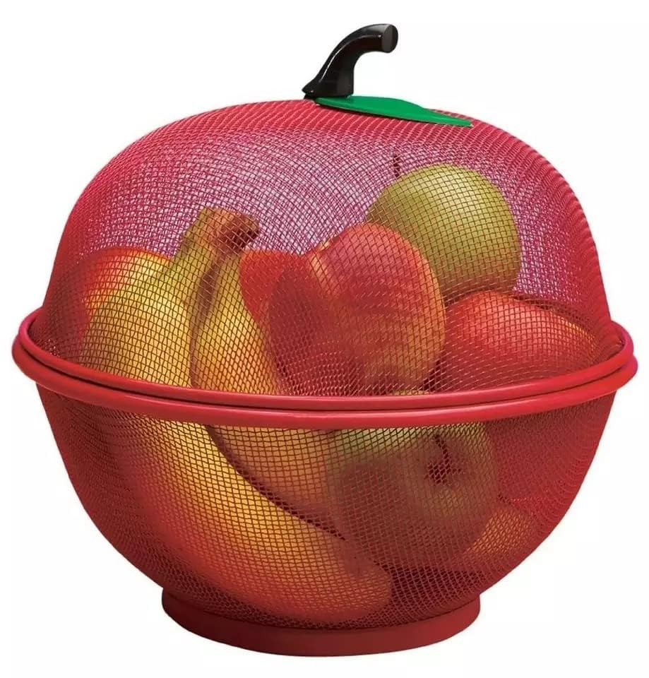 SK BHARGAV Apple Shape Net Basket Fruit & Vegetable Basket with Net Cover for Kitchen Large Protective Counter Top Produce Cover (RED) (B0CR6PKXMW) Amazon Price History, Amazon Price Tracker
