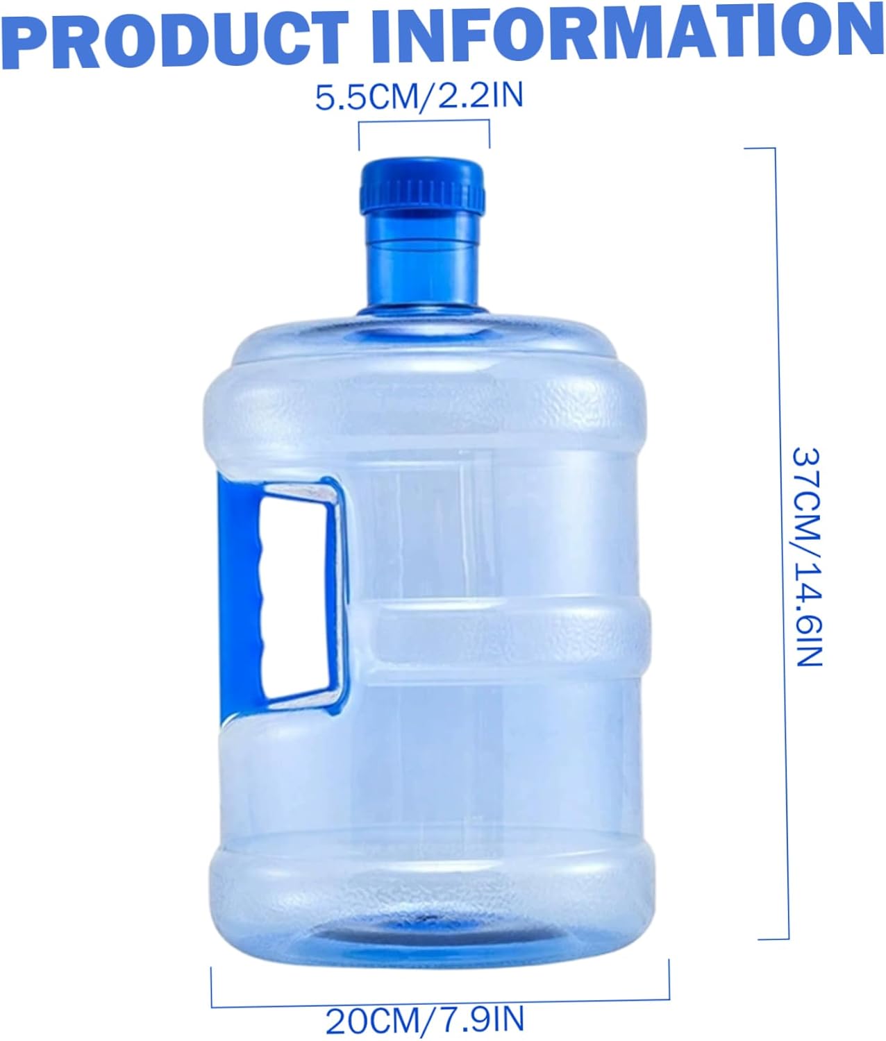 2 Gallon Water Bottle, Empty Plastic Galon Water Jug with Screw Cap & Integrated Handle for Cooler Kettle, Storage Tub