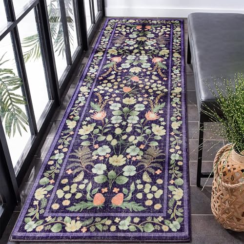 Runner Rug 2x6 pies Lavable Antideslizante Morado Azul miniatura 1