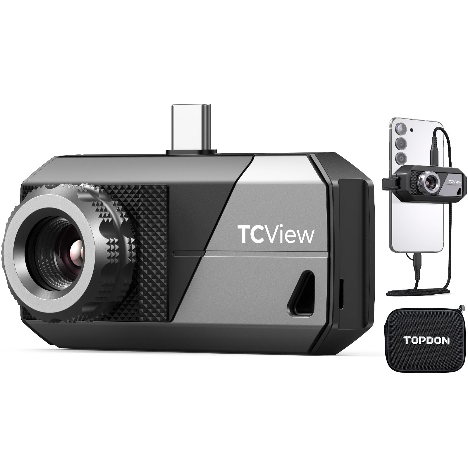 TOPDON Termocamera TS001 per Android, lente regolabile da 9mm, campo di osservazione da 0,1 a 500 metri, 512 x 384 IR, 25Hz, Termocamera con messa a fuoco manuale per applicazioni elettriche, esterni