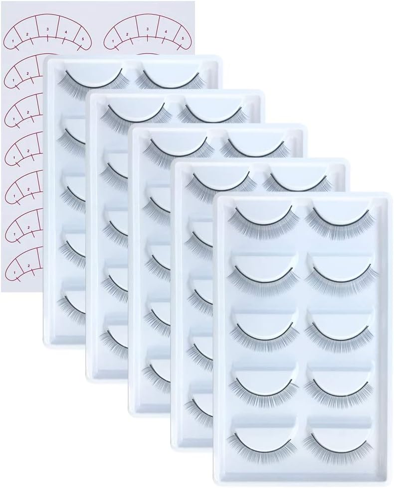 30 Pairs Practice Lashes for Lash Extensions Training Eyelash Extension Supplies Practice Strips Thin Band 8mm Mimic Natural Eyelash for Mannequin Head Tech Must Haves by EMEDA