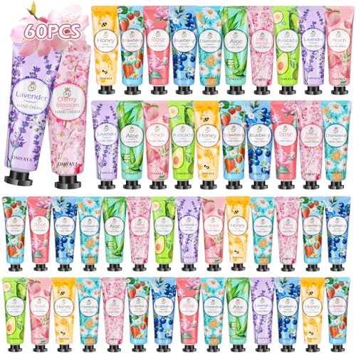 60 Pack Handcrem Set, Mini Handcreme Geschenkset für Frauen, Kleine Pflegecreme Hände Fuß Feuchtigkeitscreme für Sehr Trockene Hände, Kleine Geschenk für Frauen Weihnachtsgeschenke Geburtstagsgeschenk