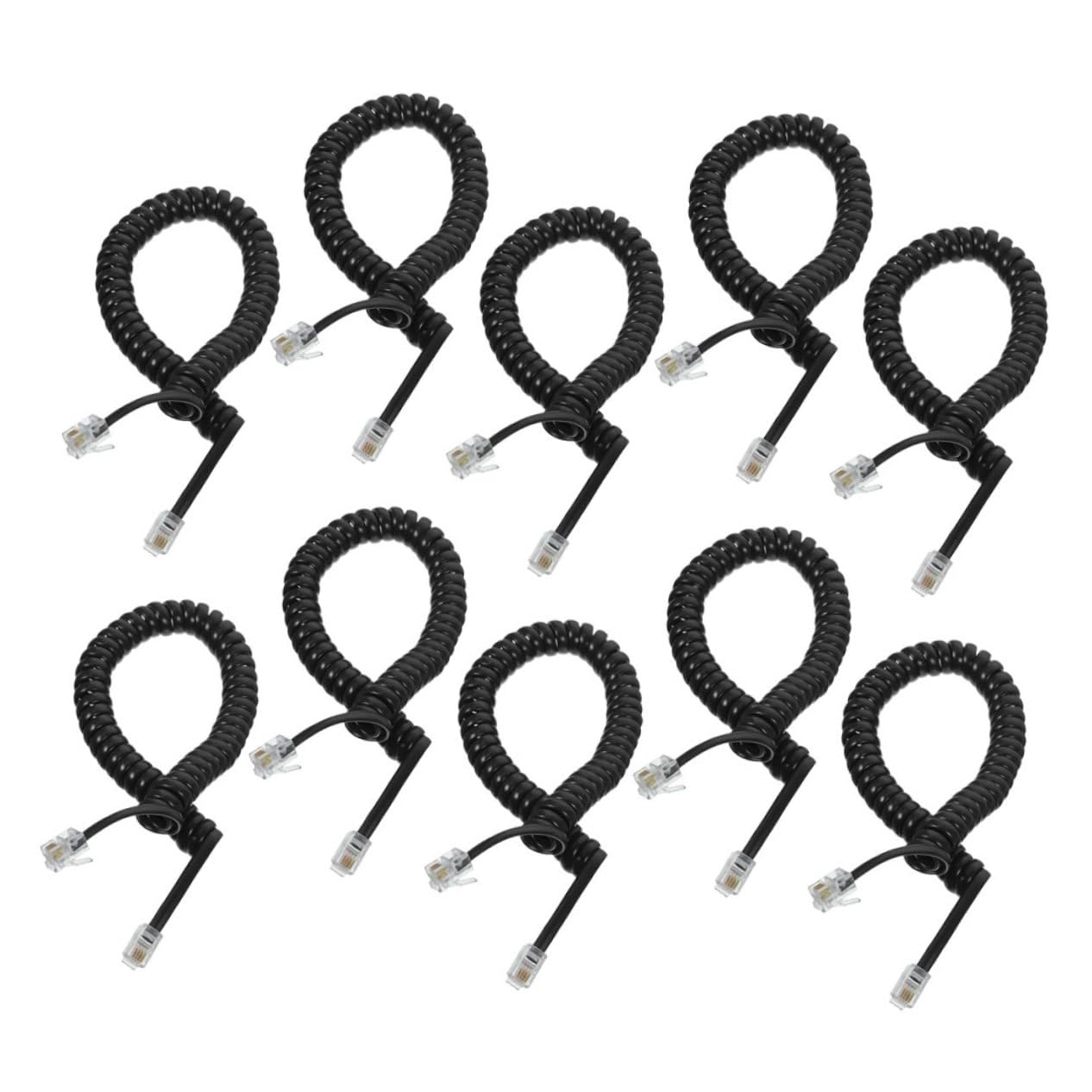 Holibanna 5 Series Cable Telefónico Espiral Para Teléfono Fijo Unidades Cuerda Enrollada Resistente Y Flexible Recambio Duradero Para Auriculares De Línea Fija Color Negro 10 Piezas X 5