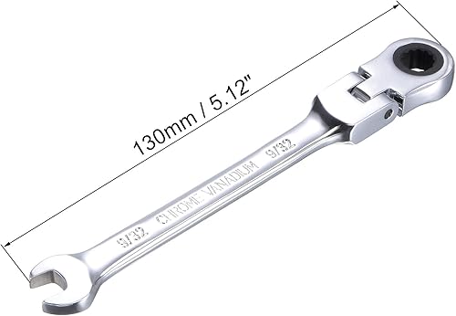 Miniatura 2 de uxcell Llave combinada de trinquete de cabeza flexible de 932 pulgadas SAE 72 dientes 12 puntos de trinquete de caja terminada herramientas de llave