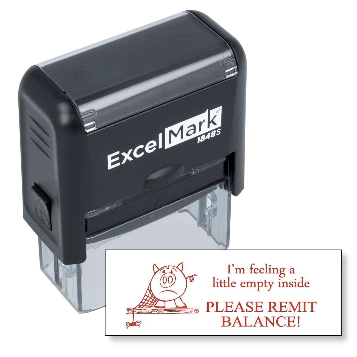 ExcelMark Empty Piggy Bank - Self Inking Bill Collection Stamp in Red Ink
