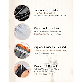 mikimini Small Black Shower Caps for Kids, Double Layers Waterproof Bathing Hair Cap with Reusable Soft Comfortable PEVA Lining, Cute, Non-fading & Stretchy Shower Hat Small Pack of 1, Black + Orange