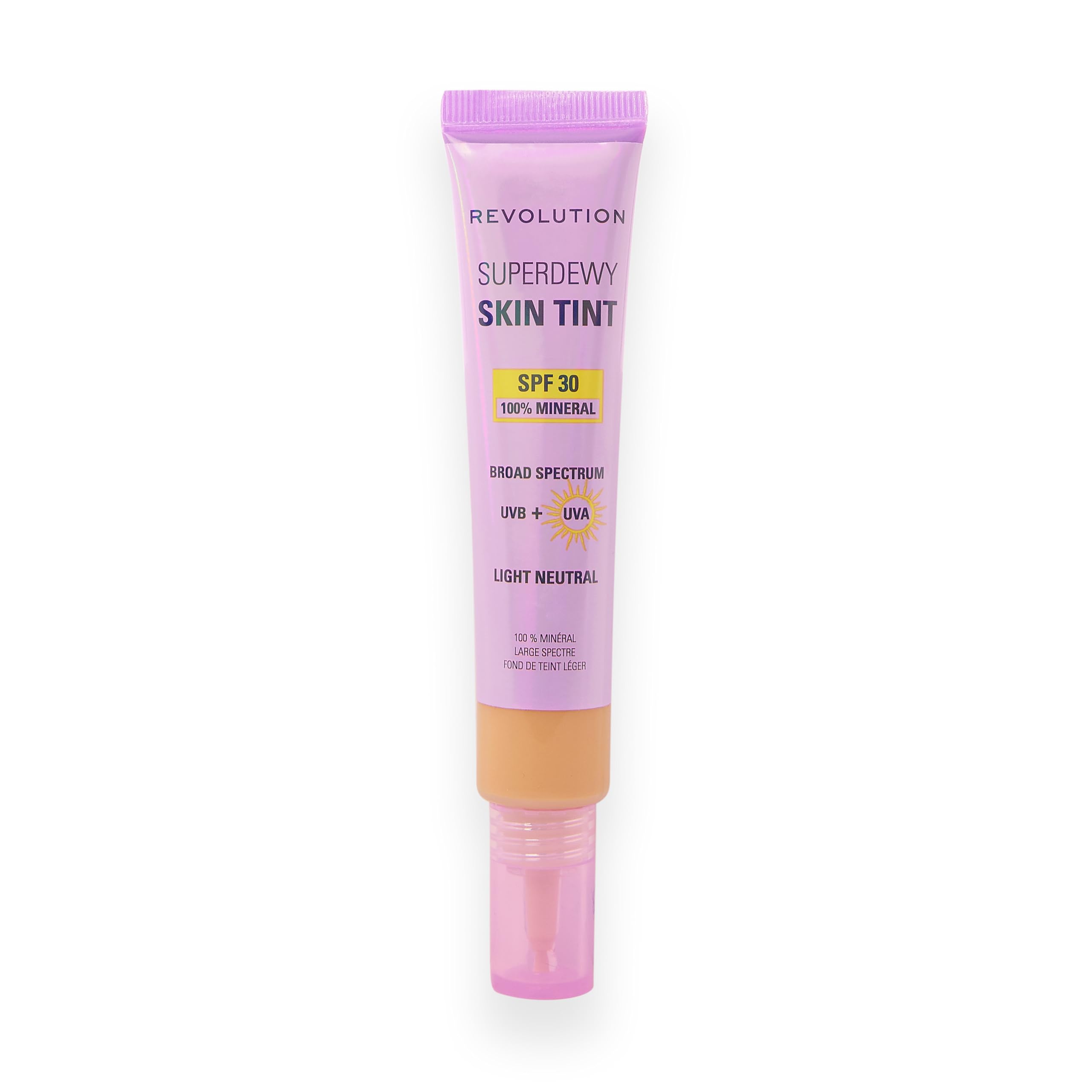 Revolution Superdewy SPF30 Skin Tint, Suitable for Sensitive & Acne-Prone Skin, Lightweight Buildable Formula, Vegan & Cruelty-Free, Light Neutral, 28ml