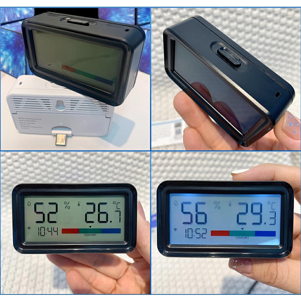 Desktop Pulito con sensore di umidità di Temperatura WiFi Serie C-Smart Che monitora Il termometro di Temperatura e umidità, Wi-Fi Bianco