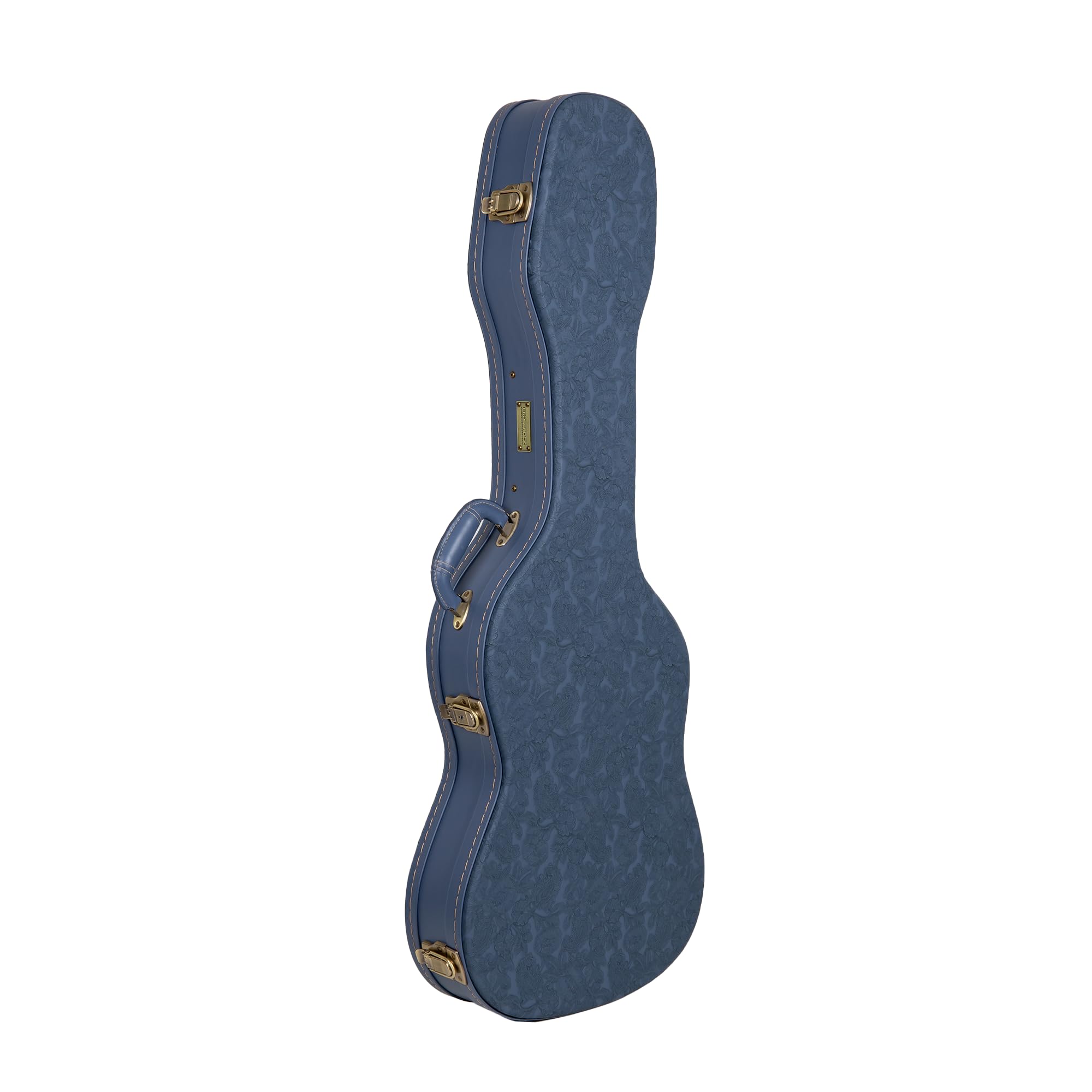 Crossrock Relief Series-Holzkoffer für Telecaster- und Stratocaster-Modelle, mit stark strukturierter Oberfläche, Kunstfell in Nerzoptik, Edelstahlverschlüssen – Rauchblau (CRW630STSB)