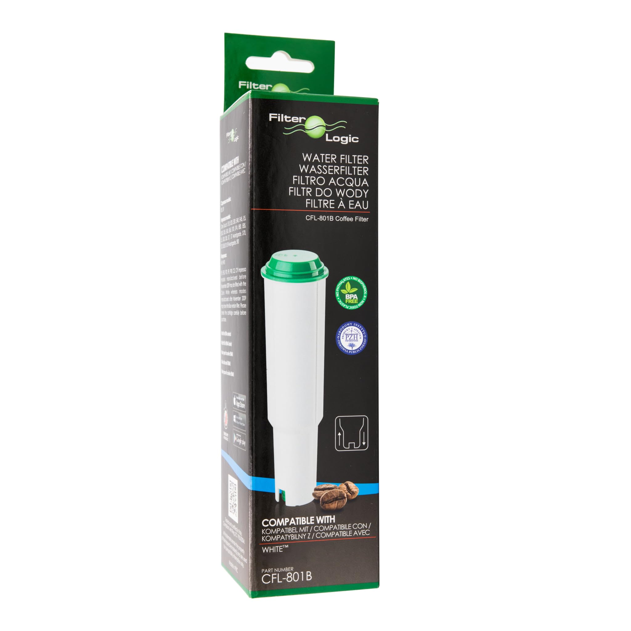 FilterLogic CFL-801B | 8x Filtro de agua compatible con JURA máquina de café espresso con WHITE 60209 68739 62911 cartucho filtrante para cafetera automática