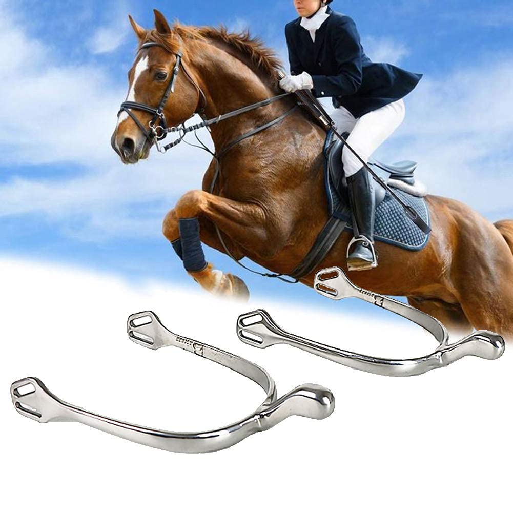 Paire D’éperons D’équitation En Acier Inoxydable Avec Bracelets En Cuir - Vintage