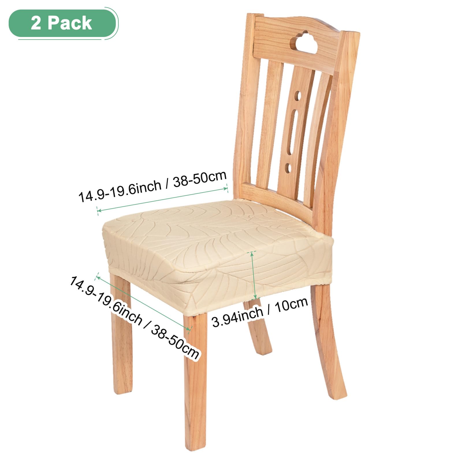 M METERXITY 2-Pack Waterproof Dining Chair Covers, Stretch Jacquard Dining Room Seat Cover for Kitchen/Home/Banquet - Image 3