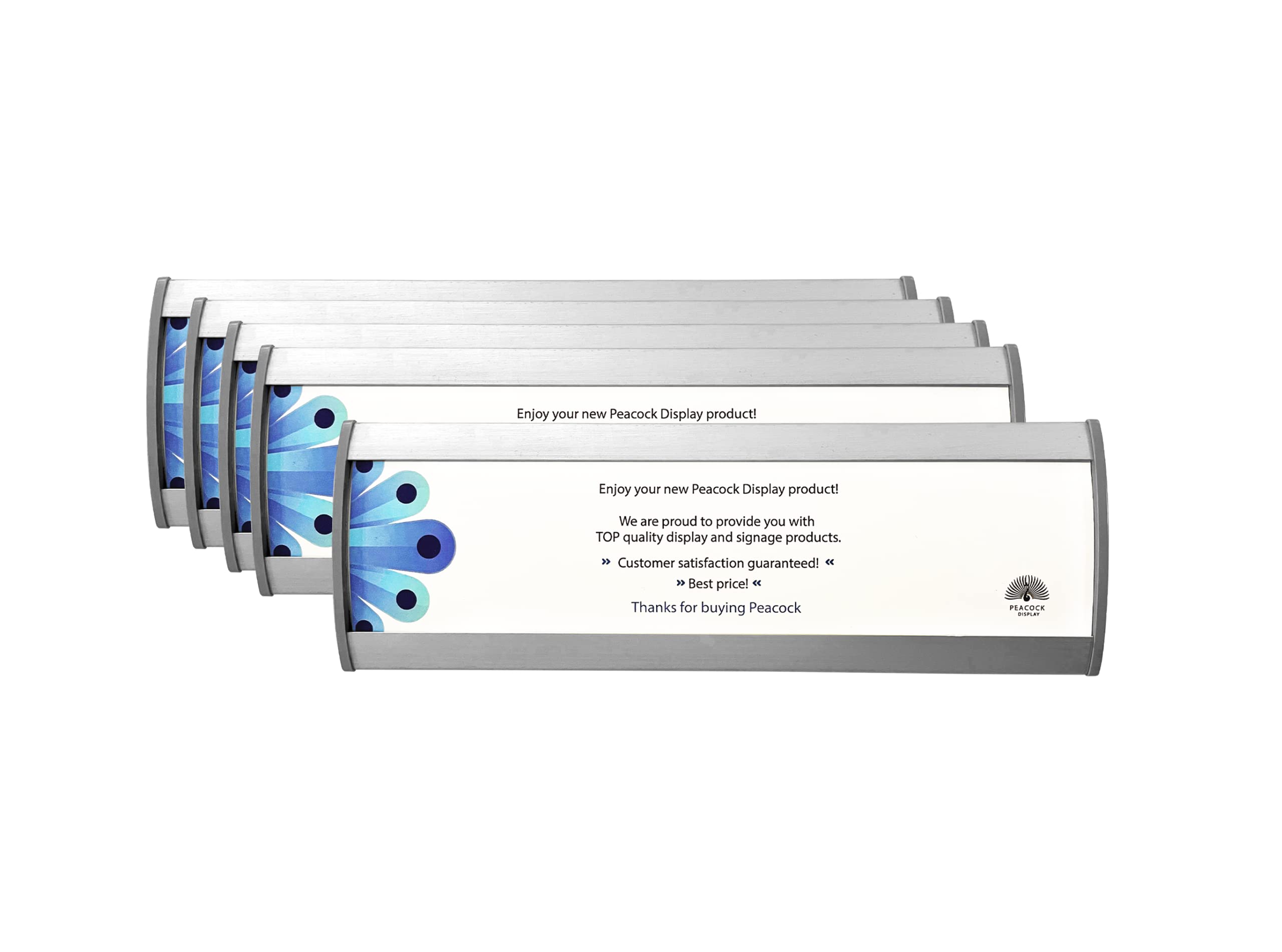 Peacock display Curved Office Business Door Sign Holder | Aluminum Wall Mount Name Plate Holder, cubicle sign holder, sturdy and beautiful – 8.00" W X