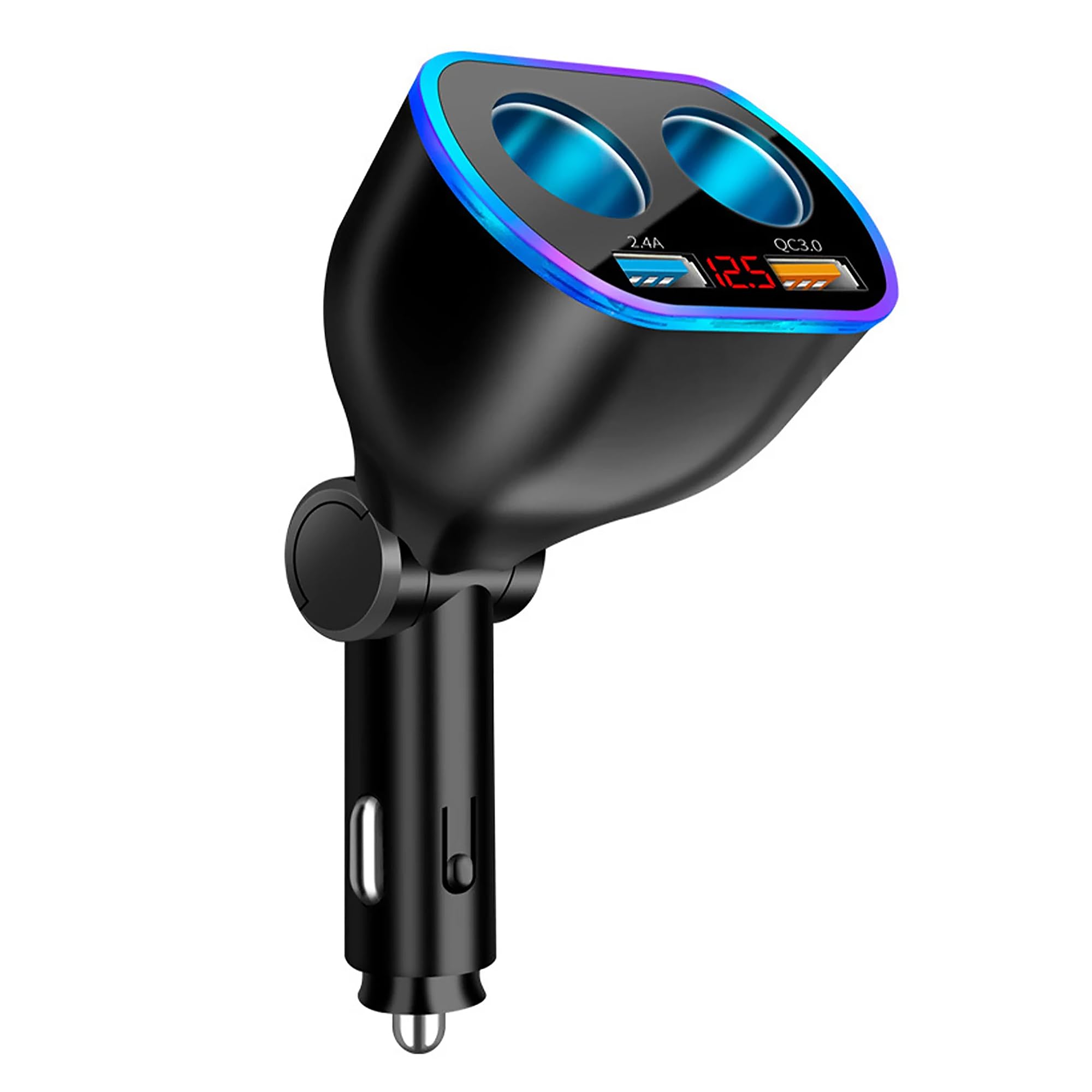 Car Charger Cigarette Lighter Splitter Adapter,120W QC3.0 Dual USB Car Charger with LED Voltmeter 12/24V Sockets Splitter Cigarette Lighter USB Chargers Fast Charging for Phone Tablets GPS Dash Cam