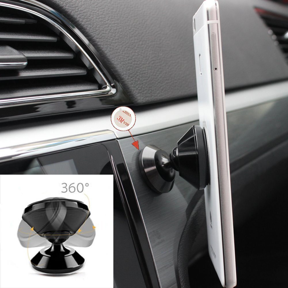 willmaxmat Universal 360 Verstellbare Auto Halter KFZ Handy Halterung Auto Wiegen für iPhone X/8/7/6/5 Galaxy S7/S6 Alle Smartphones GPS Mobile Magnet