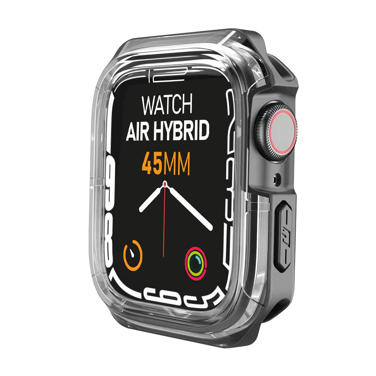 Buff, Apple Watch 8/7 Uyumlu Air Hybrid Kılıf 45mm, Darbeye Dayanıklı Koruyucu Silikon Kılıf, Siyah