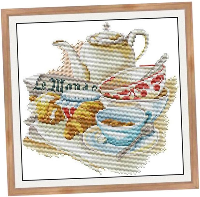 ATORSE Stamped & Counted Cross Stitch Kits -Tea Set Coffee Cup Pattern 37X37Cm 11CtCrafts|Needlecrafts & Yarn|Embroidery & Cross Stitch|Hand Embroidery Kits|Cross Stitch Kits