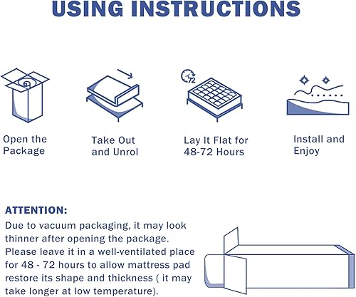 Miniatura 8 de OLANLY Protector de colchón acolchado tamaño Queen  Cubrecolchón alternativo de plumón suave, refrescante, cómodo, transpirable, protector de