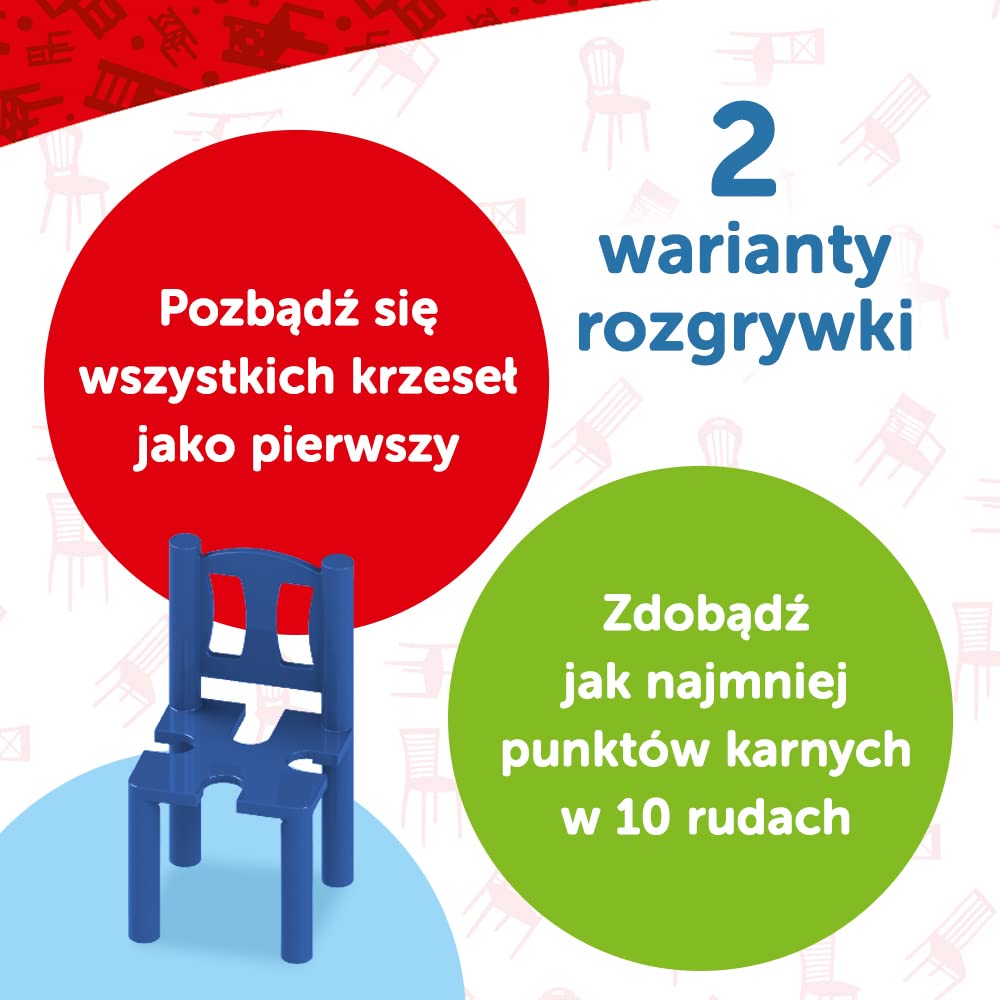 Trefl, Mistakos Krzesła, dla 1-3 osób, Gra Zręcznościowa dla Całej Rodziny, Gra Towarzyska Mistakos Chair, dla Dorosłych i Dzieci od 5 lat