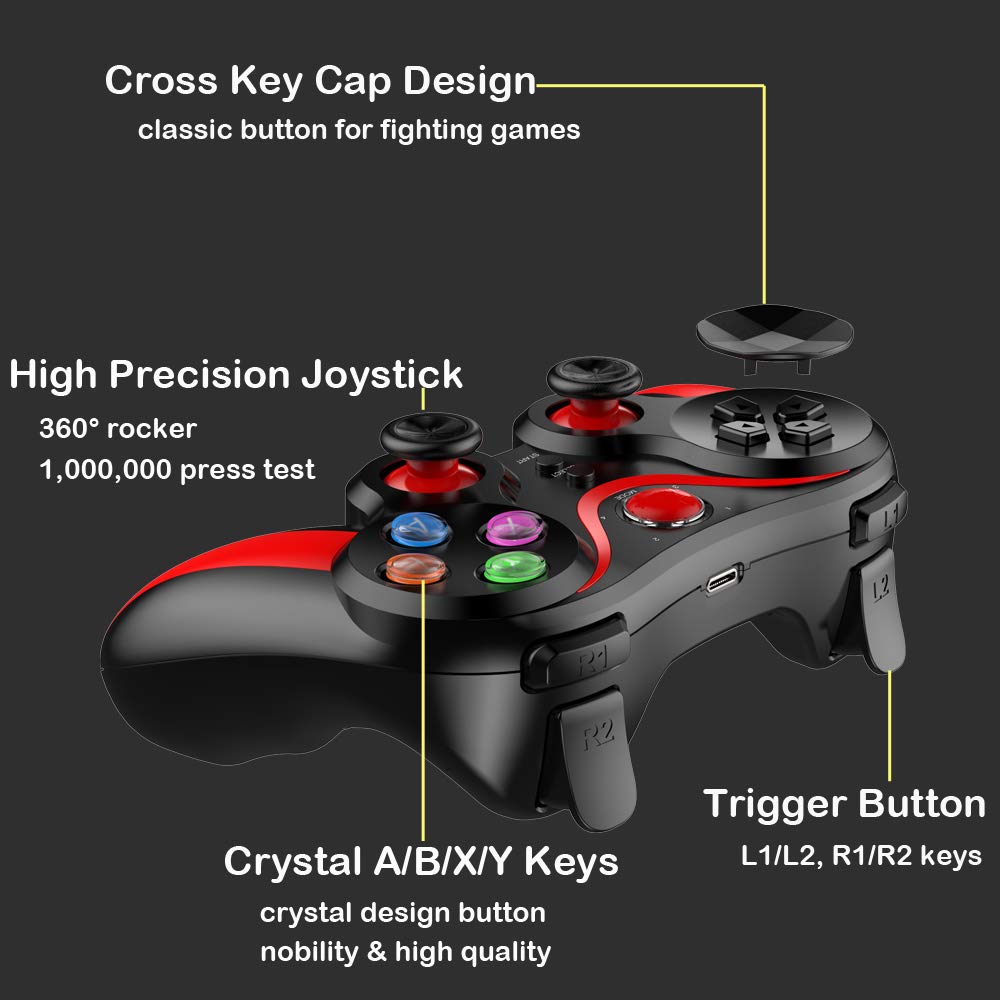 Controller wireless per iPhone, Megadream MFi Bluetooth, gamepad joystick per iOS/Android, iPhone 15 14 13/Mini/Pro Max/12/11, per Samsung Galaxy, Nokia, OPPO, Google, riproduzione diretta, rosso