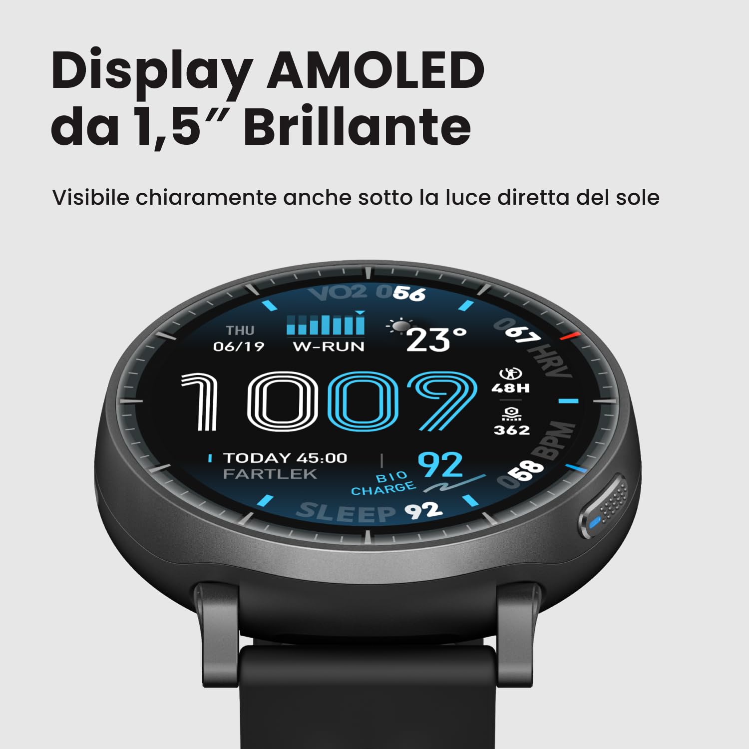 Amazfit Active Max 48mm Smartwatch 1,5'' AMOLED, 25 Giorni Autonomia, Mappe Offline, NFC, GPS, 4GB di Memoria, 170+ Sportive, 5 ATM, Monitoraggio Fitness, Sonno & Battito per Android/iPhone - 3