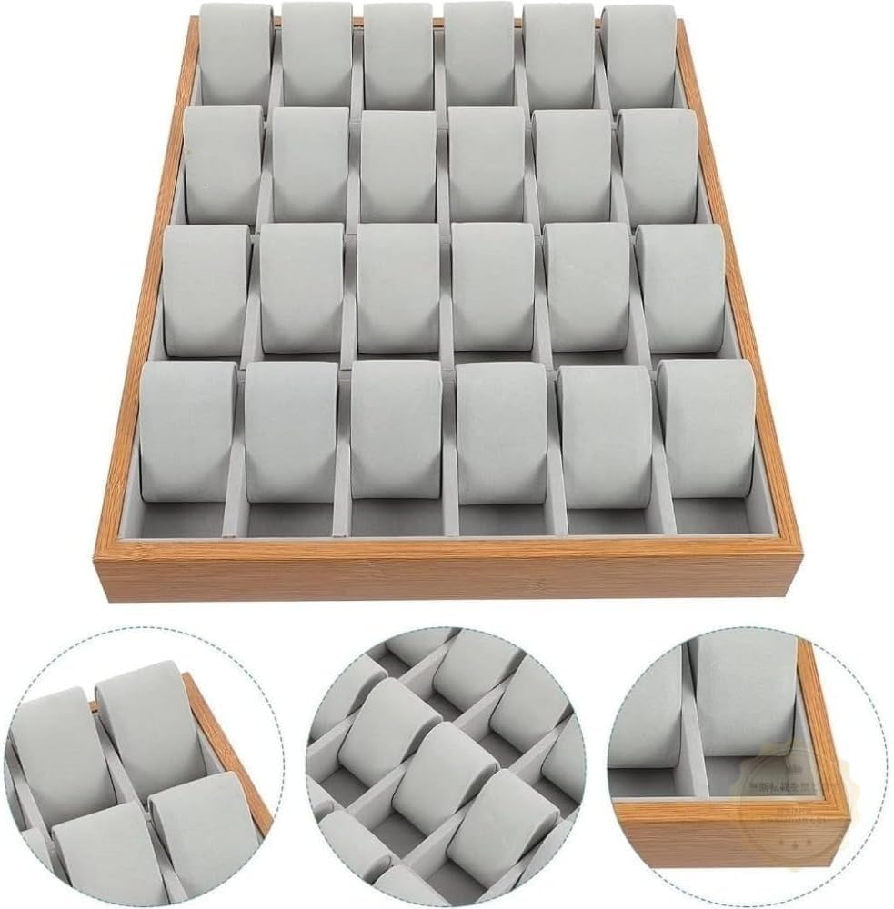 木製腕時計収納ケース 24 スロット大容量 積み重ね可能 時計ディスプレイトレイ メンズ腕時計・ジュエリー整理用 (30ビット)