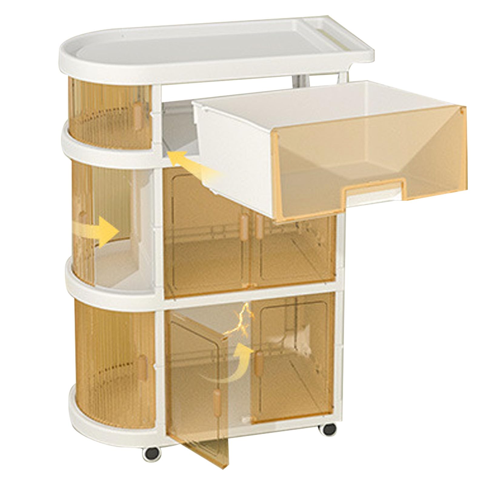 Carro de bebé de 4 Niveles, Carro Plegable para Pañales para bebé, Ahorro de Espacio, Fácil Instalación PP para Habitación de (WHITE)