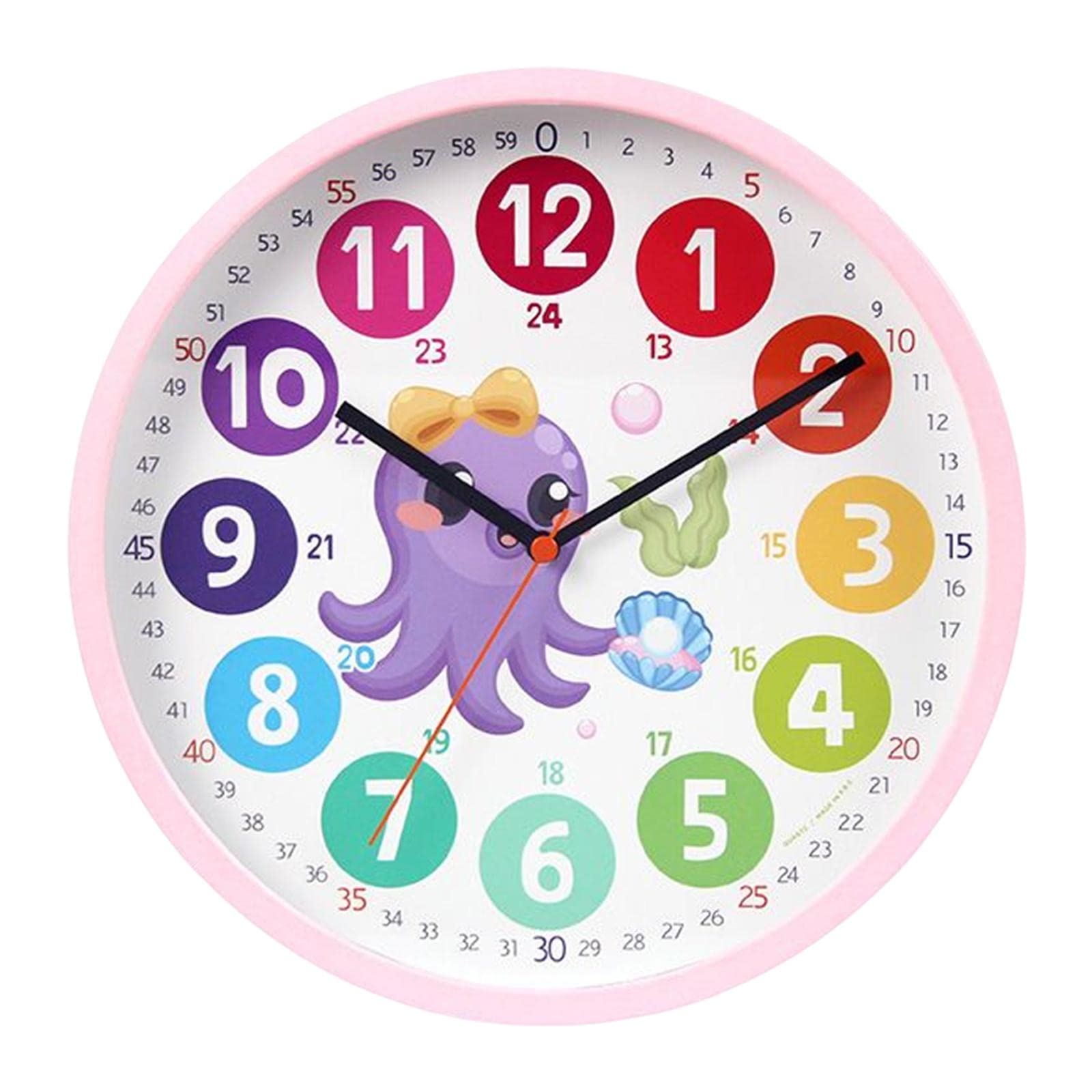 Horloge murale apprentissage pour apprendre l'heure sans bruit grâce au cadran clair
