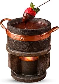 Bras' Art, Kit Fondue De Pedra Sabão Pequeno Para Queijo 500 ml Panela e Rechaud