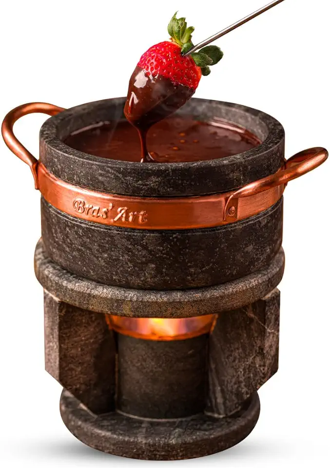 Bras' Art, Kit Fondue De Pedra Sabão Pequeno Para Queijo 500 ml Panela e Rechaud