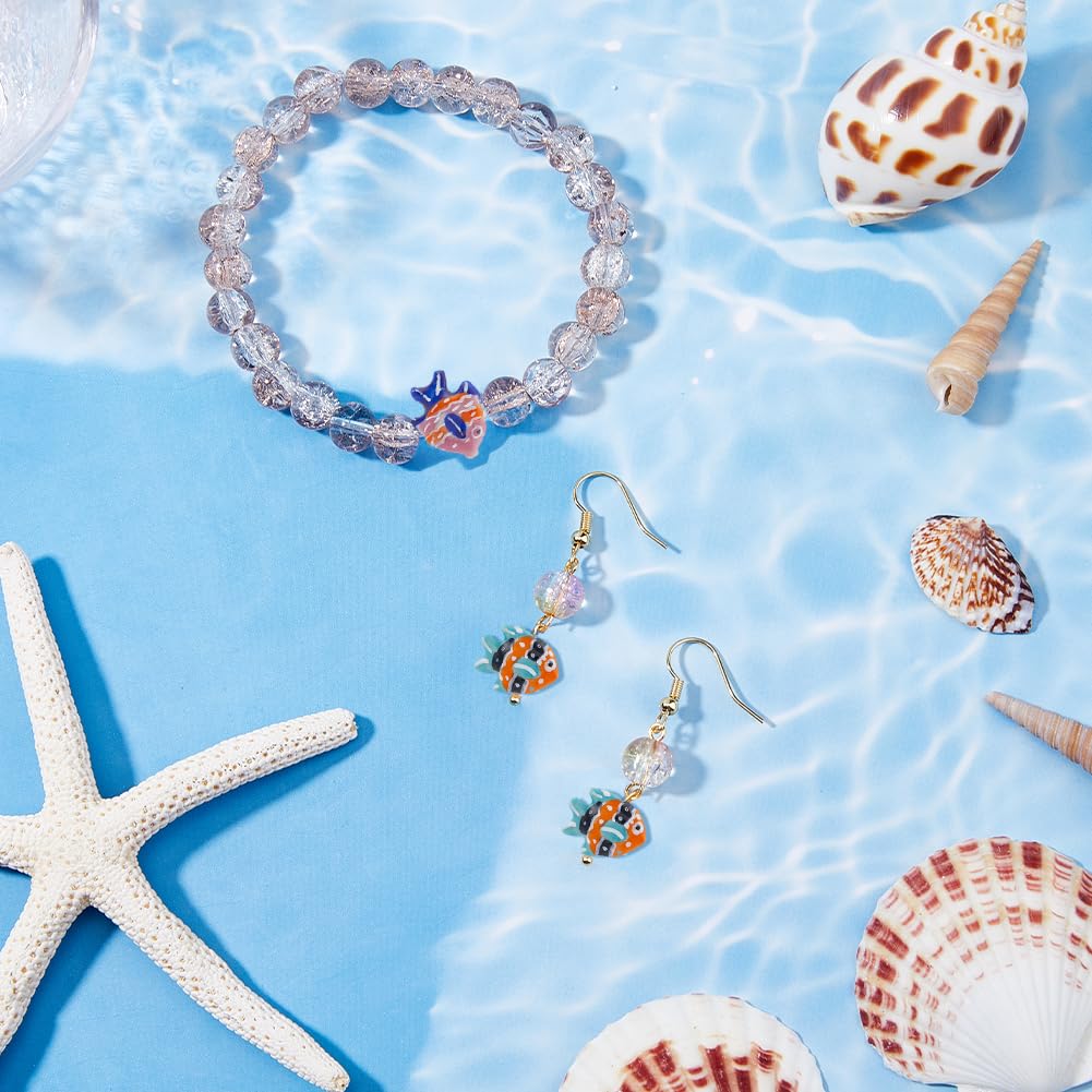 CRAFTYMELODY Perles En Porcelaine En Forme De Poissons – 88 Pièces Multicolores Pour Création Bijoux DIY, Bracelets, Déco - 6