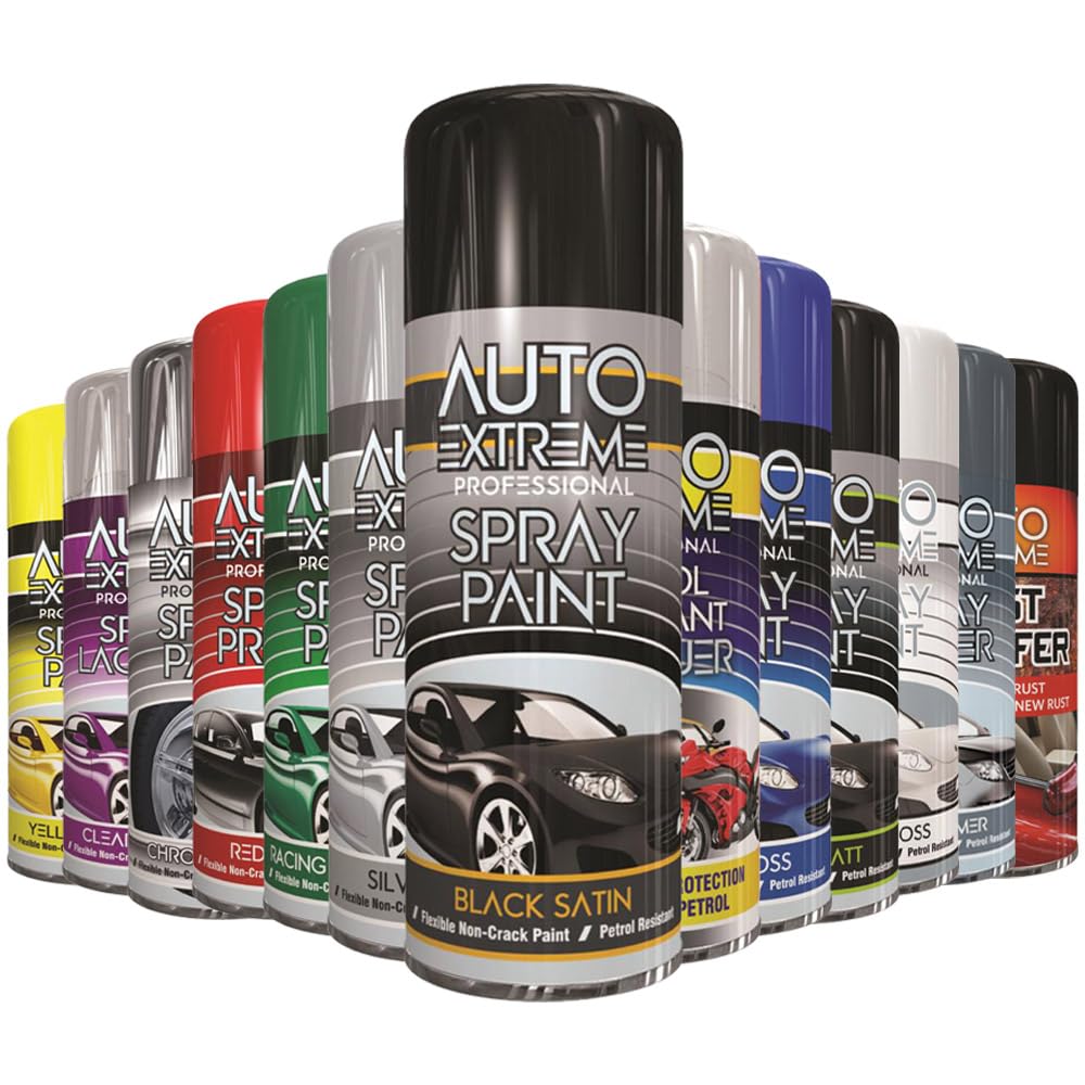 Alezyb Black Satin - 1 X Auto Extreme Spray Paint 400Ml Professional Quality, Perfect Finish Multipurpose Aerosol For Cars, Bikes,Vans, Metal, Wood