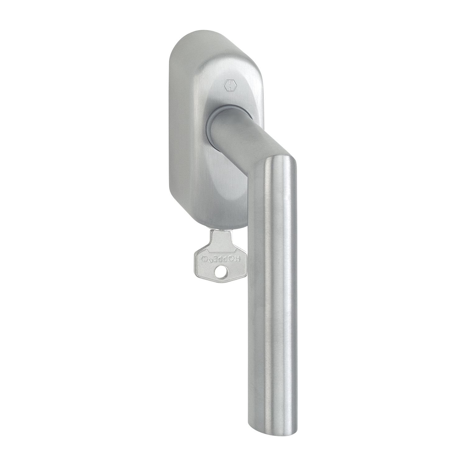 HOPPE Fenstergriff Amsterdam, Vierkant 7 x 37 mm mit Sperrzylinder RC 2 | Edelstahl | Fenstergriffe abschließbar