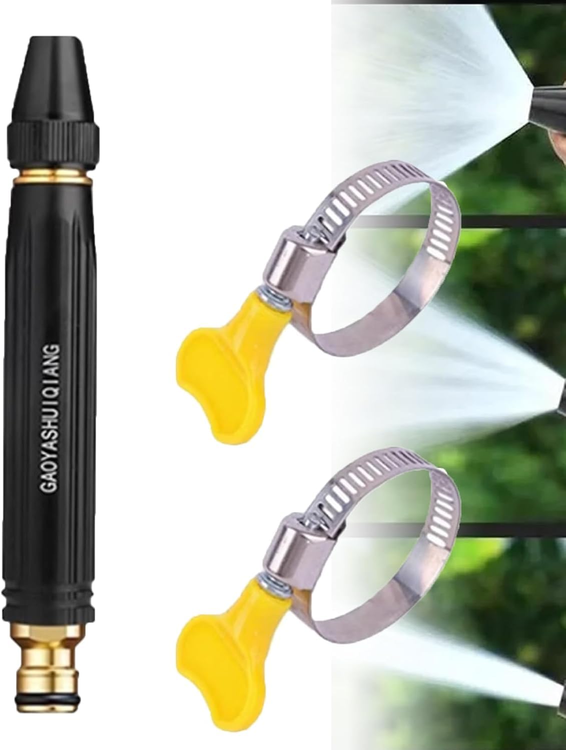 Home High-Pressure Car Wash Water Gun with Booster Nozzle and Hose, Powerful Gaoyashuiqiang Washer for Car Cleaning, Watering Plants, Driveway & Patio, with Adjustable Pressure Pattern (A 2pack) — view 11