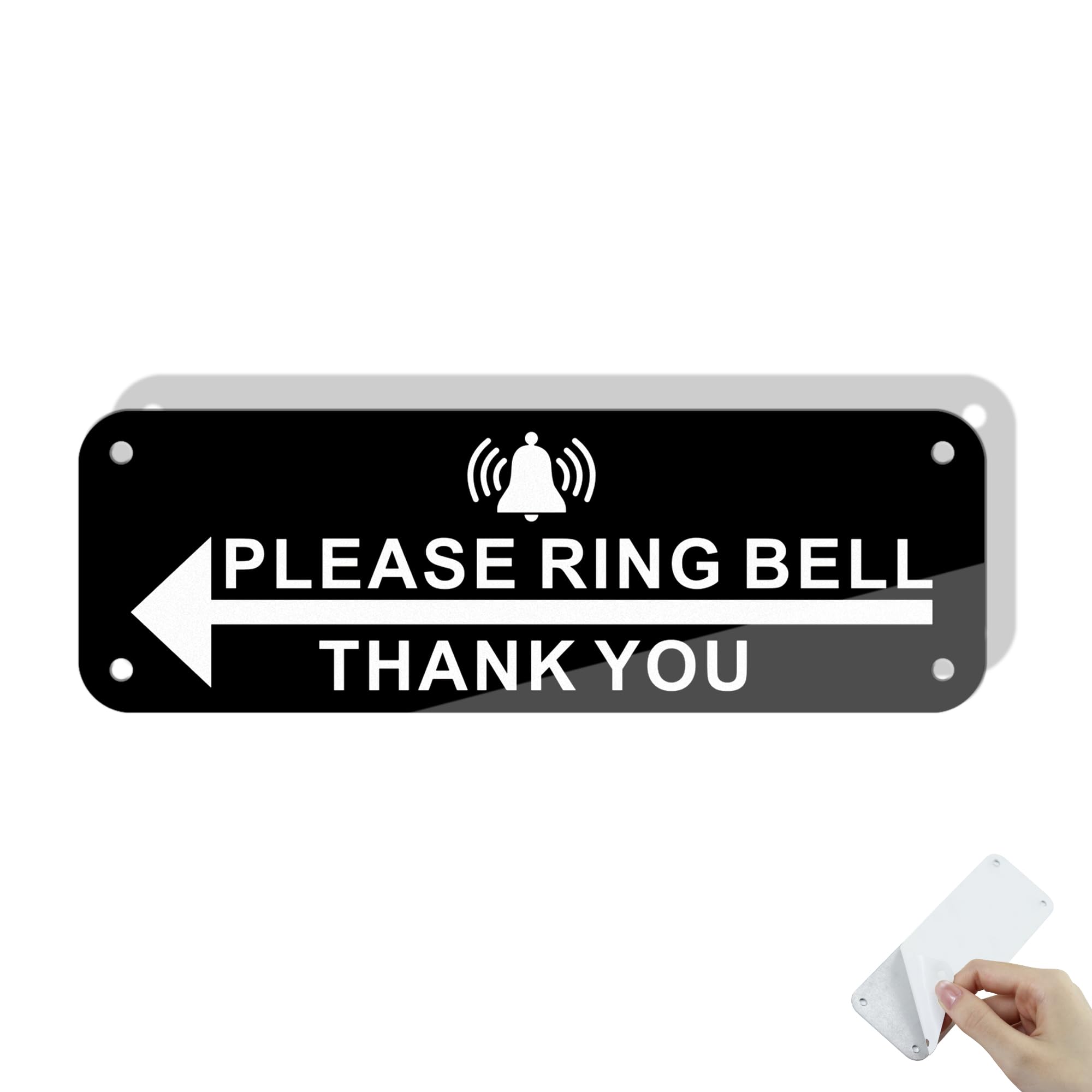 Hivia 15x5cm Please Ring Bell Sign, Reflective Left Arrow