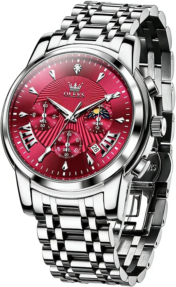 OLEVS Mens Watches Luxury Waterproof Luminous Easy Read Chronograph Watches Full Gold/White Dail/Black Face with Calendar Wrist Watches