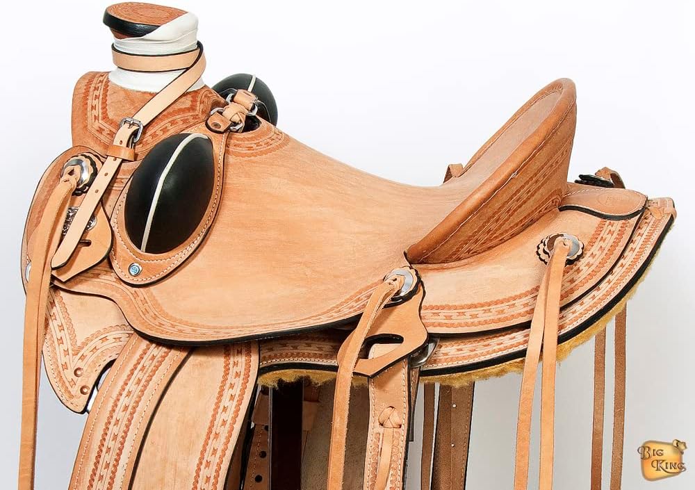 HILASON Western Horse Wade Saddle American Leather Ranch Roping Tan | Hand Tooled & for Horses