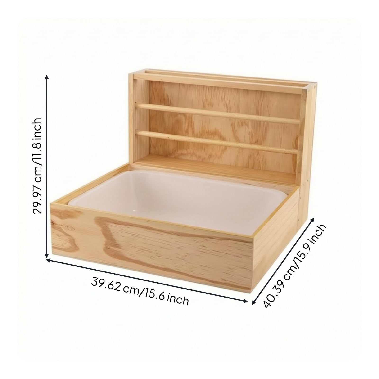 Baoblaze Dispensador de para Cobayas Conejos Hámsteres y Chinchillas con Alimentador Organizador Tolva y Bandeja Extraíble de Madera Adecuado para Jaulas Domésticas y Áreas de Juego Interiores