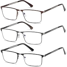 Blue Light Blocking Reading Glasses for Men With Spring Hinge Metal Full Frame Lightweight Readers Classic Trend