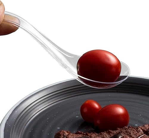 Miniatura 2 de Paquete de 50 cucharas de sopa asiáticas desechables para comedor, cuchara china de plástico transparente (50 unidades, transparente)