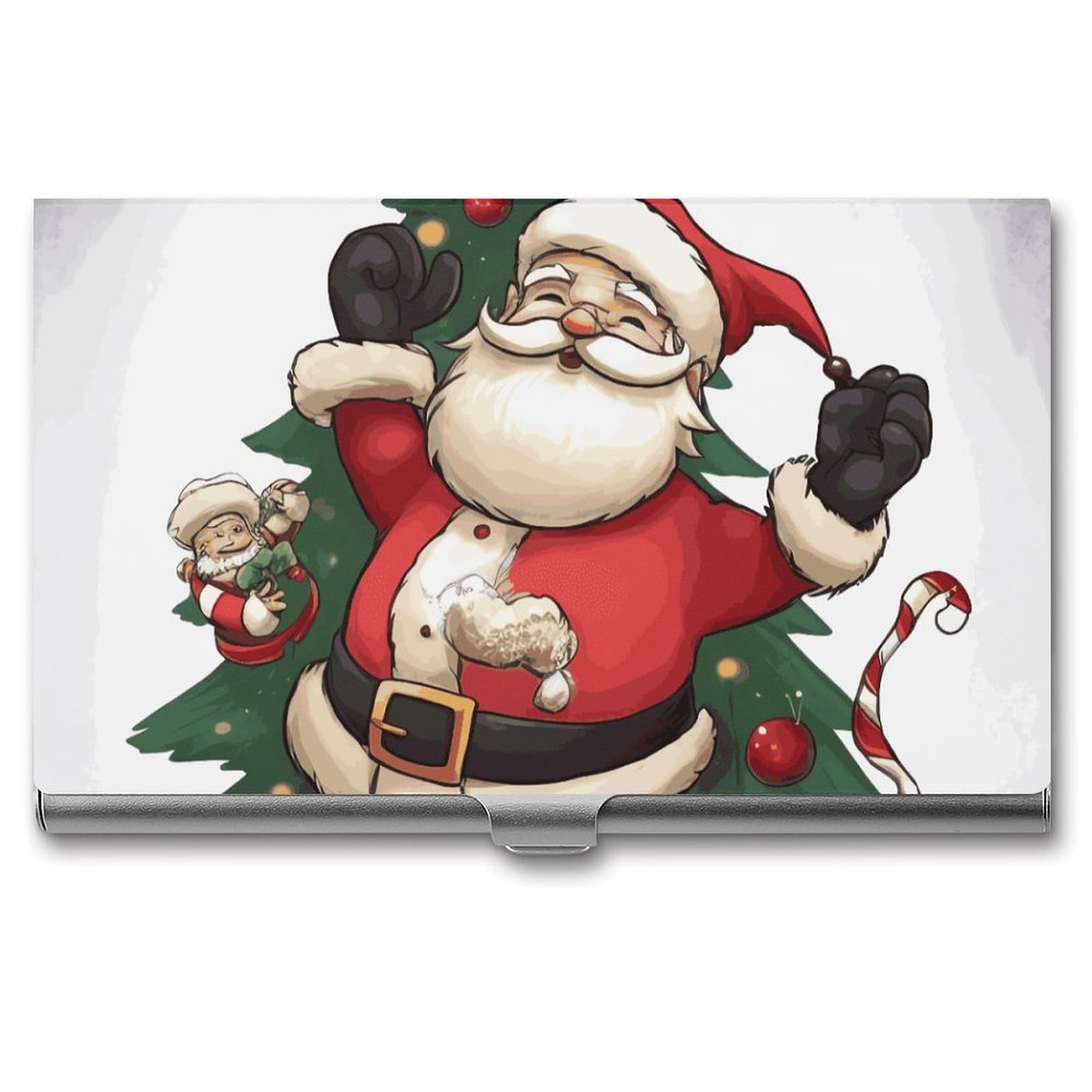 JTREHY Merry Christmas Business Card Case Convenient to Carry Business Card Dispenser Durable Not Prone to Wear And Tear Business Card Holder for Men & Women