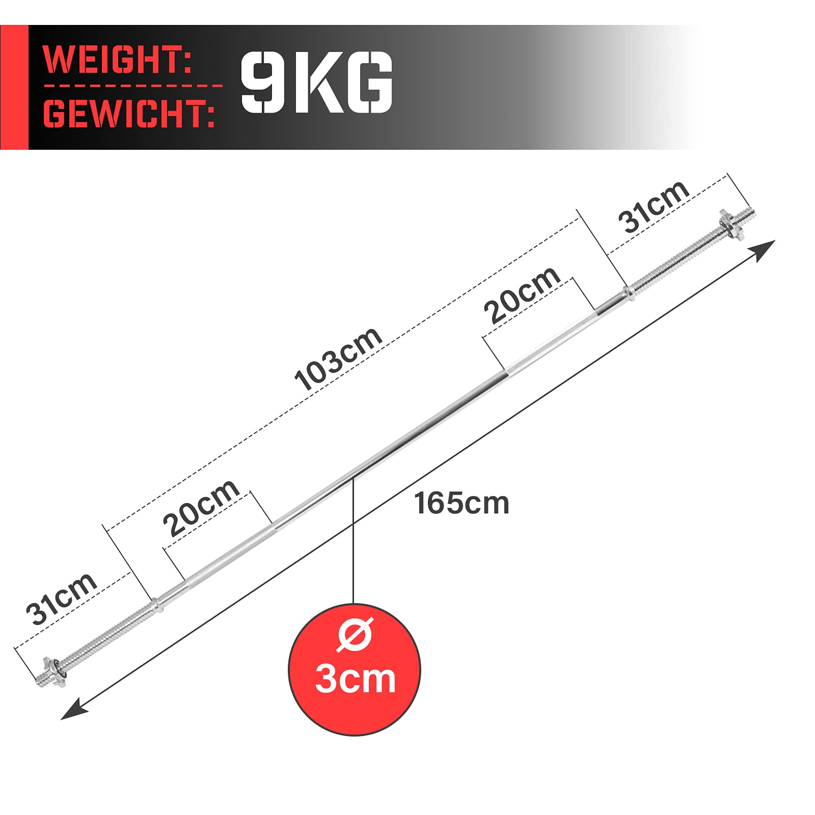 Physionics® Panca con Bilanciere e Pesi - Panca Regolabile con Portabilanciere, Barra (140/165 cm, 30 mm, Acciaio, Carico 300 kg), Dischi (31 mm, 2,5/5/10/15 kg), Set a Scelta - Stazione da Palestra