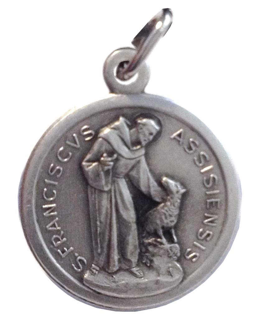 Saint Francis of Assisi with the Wolf Silver Tone Medal - Patron Saint of Europe