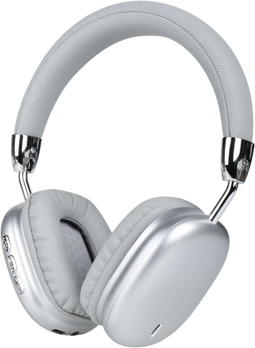 B36 Wireless Bluetooth 5.3 Over-Ear Headphones, 8H Playtime ANC Noise Cancelling Headphones, Foldable, Ergonomic, HD Microphone, for Mobile/PC/Game Console (Silver)
