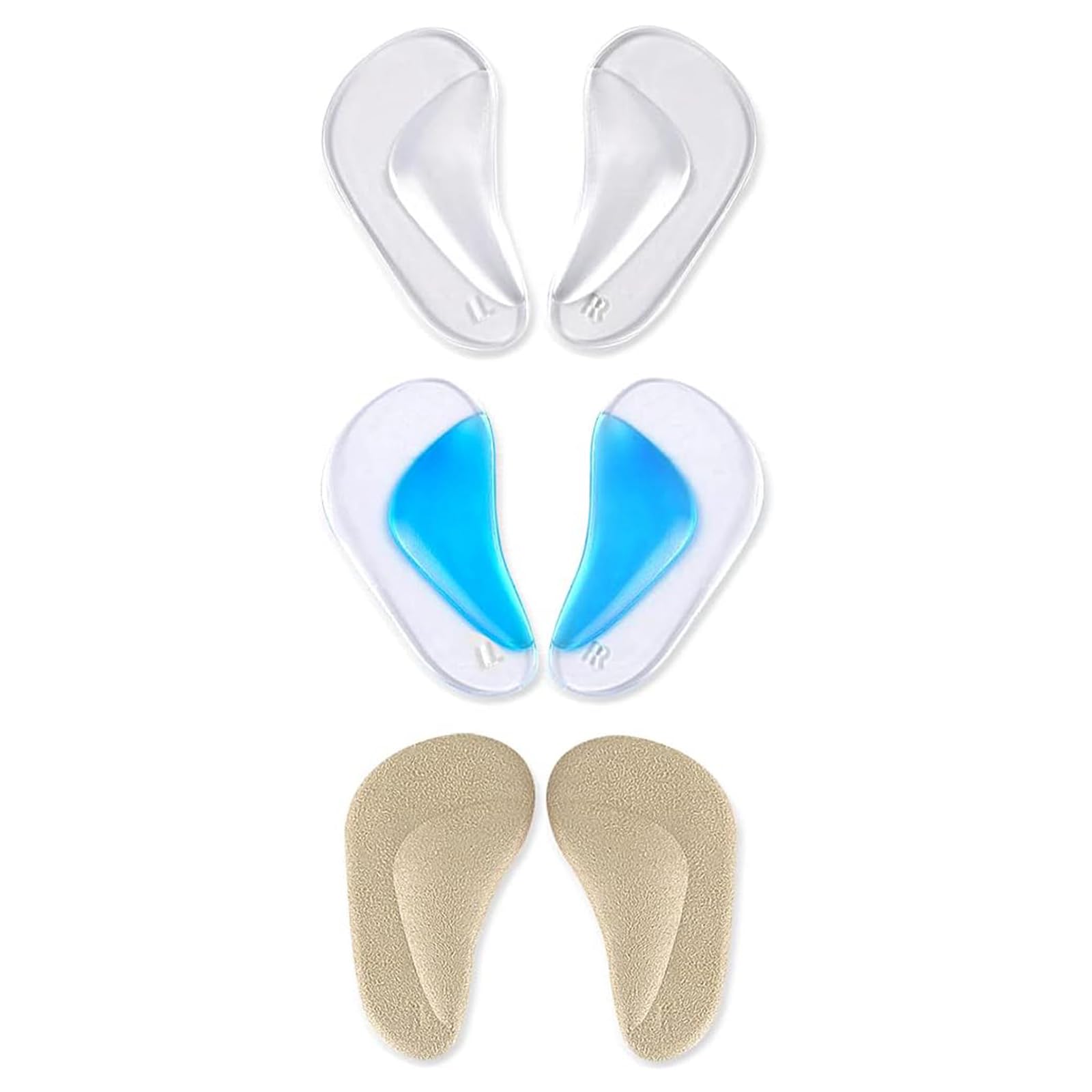 3 Paia Cuscinetti Gel Per Arco Plantare - Solette Adesive In Silicone Per Scarpe - Foto 5