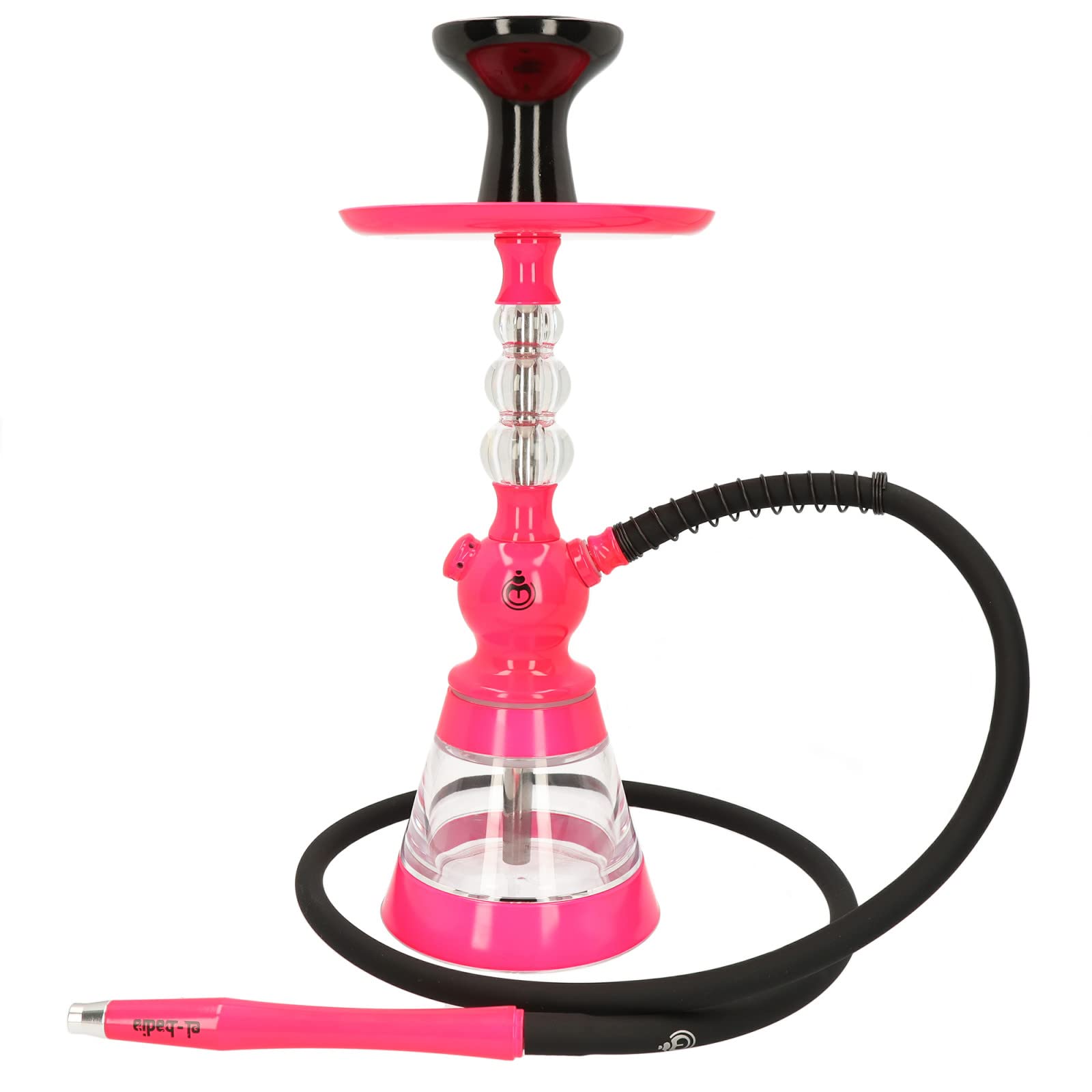 Narguile EL-BADIA® CELESTE™ – 45 cm – Shisha/Hookah moderno e leggero con vaso in acrilico, tubo in silicone, manico in metallo e focolare Phunnel – Design iconico e colori alla moda (Acid Pink)