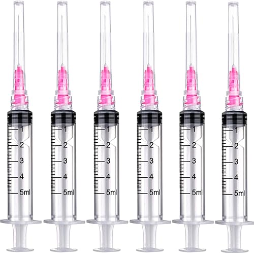 Paquete de 100 jeringas estériles de plástico de 0.2 fl oz con 18Ga, para laboratorios científicos, herramientas de jeringa de dispensación y