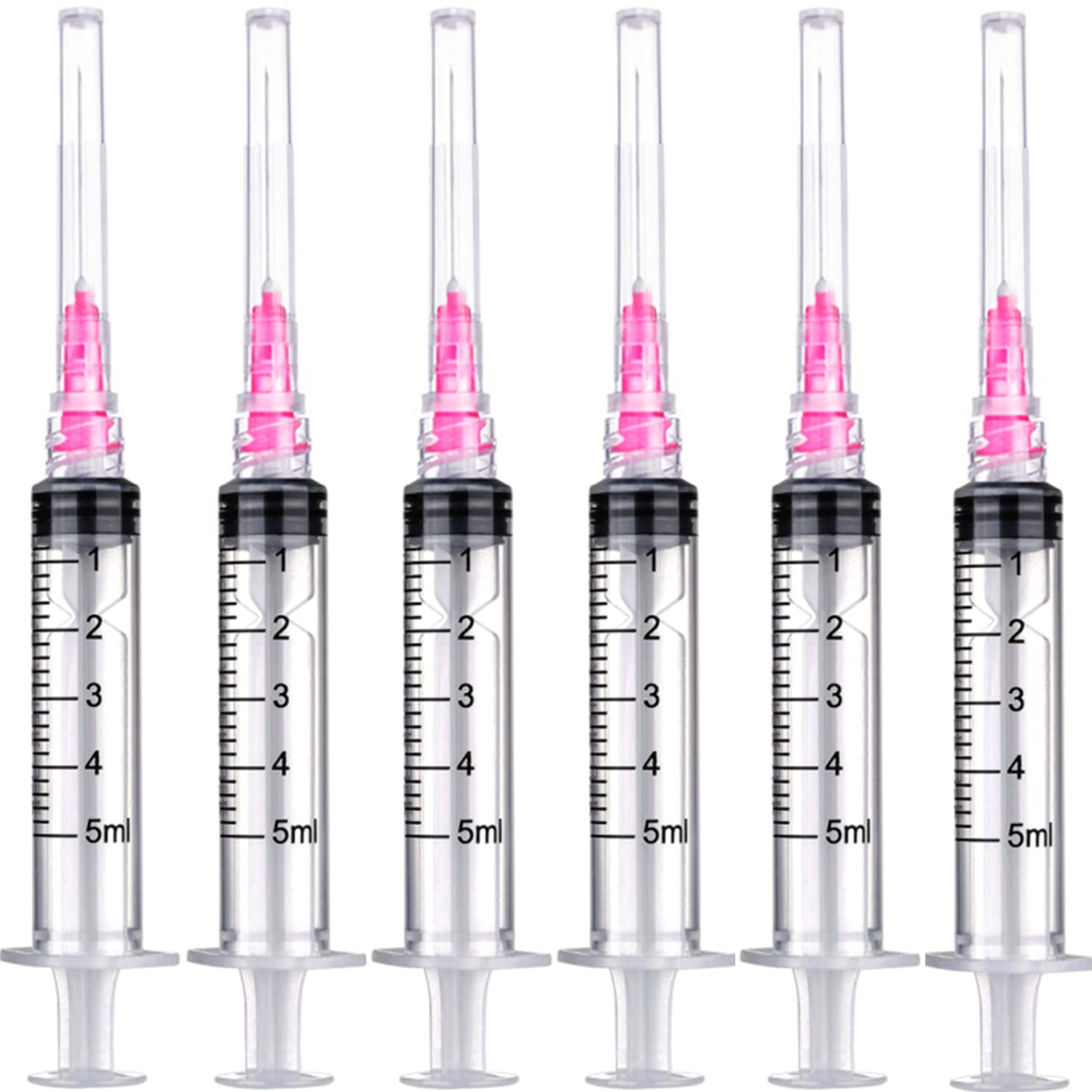 100 Pack 5ml Plastic Sterile Syringes with 18Ga, for Scientific Labs, Liquids Dispensing and Measuring Syringe Tools